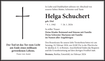 Traueranzeige von Helga Schuchert von Südthüringer Presse