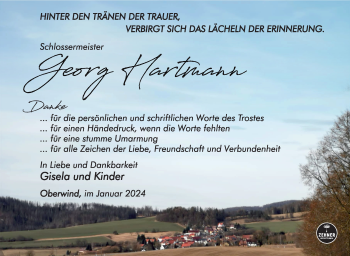 Traueranzeige von Georg Hartmann von Südthüringer Presse