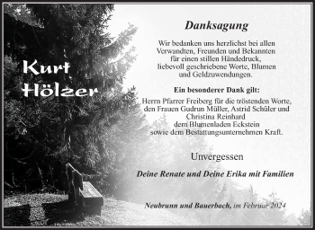 Traueranzeige von Kurt Hölzer von Südthüringer Presse