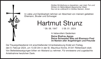 Traueranzeige von Hartmut Strunz von Neue Presse Coburg