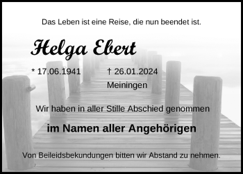 Traueranzeige von Helga Ebert von Südthüringer Presse