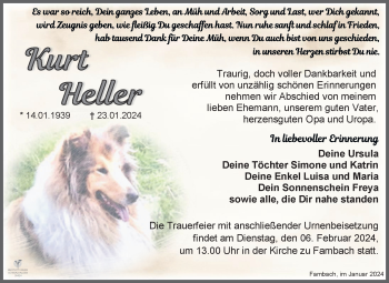 Traueranzeige von Kurt Heller von Südthüringer Presse