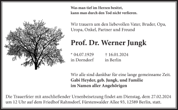 Traueranzeige von Werner Jungk von Südthüringer Presse