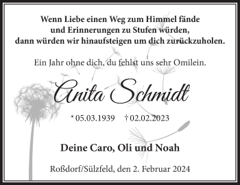 Traueranzeige von Anita Schmidt von Südthüringer Presse