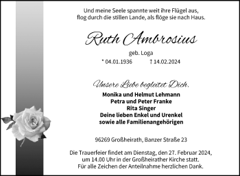 Traueranzeige von Ruth Ambrosius von Neue Presse Coburg