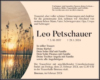 Traueranzeige von Leo Petschauer von Südthüringer Presse