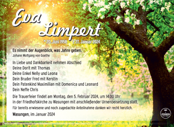 Traueranzeige von Eva Limpert von Südthüringer Presse
