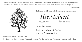 Traueranzeige von Ilse Steinert von Neue Presse Coburg