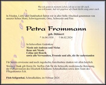 Traueranzeige von Petra Frommann von Südthüringer Presse