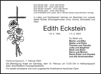 Traueranzeige von Edith Eckstein von Neue Presse Coburg