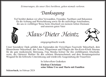 Traueranzeige von Klaus-Dieter Heintz von Südthüringer Presse