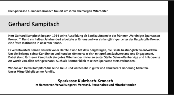 Traueranzeige von Gerhard Kampitsch von Neue Presse Coburg