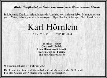 Traueranzeige von Karl Hörnlein von Neue Presse Coburg
