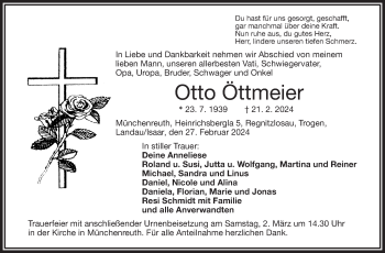 Traueranzeige von Otto Öttmeier von Frankenpost