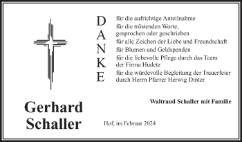 Traueranzeige von Gerhard Schaller von Frankenpost