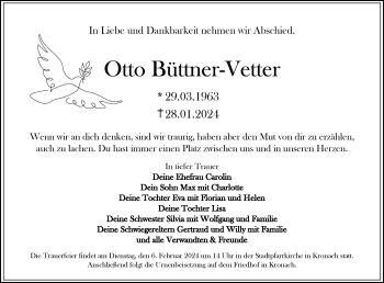 Traueranzeige von Otto Büttner-Vetter von Neue Presse Coburg