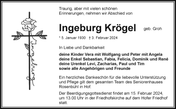 Traueranzeige von Ingeburg Krögel von Frankenpost