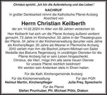 Traueranzeige von Christian Keilberth von Frankenpost