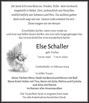 Traueranzeige von Else Schaller von Frankenpost