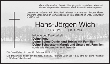 Traueranzeige von Hans-Jörgen Wich von Neue Presse Coburg