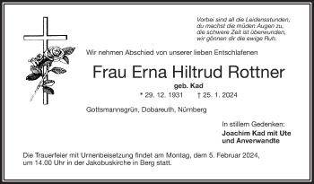 Traueranzeige von Erna Rottner von Frankenpost