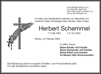 Traueranzeige von Herbert Schemmel von Frankenpost