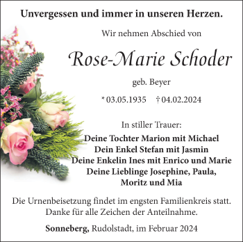 Traueranzeige von Rose-Marie Schoder von Südthüringer Presse