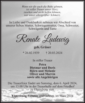 Traueranzeige von Renate Ludewig von Südthüringer Presse