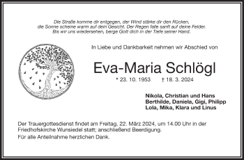 Traueranzeige von Eva-Maria Schlögl von Frankenpost