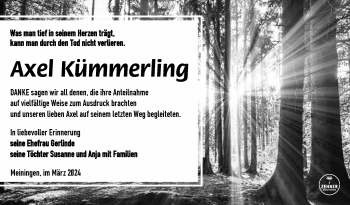 Traueranzeige von Axel Kümmerling von Südthüringer Presse