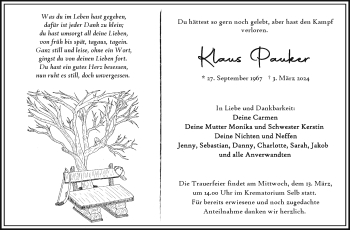Traueranzeige von Klaus Pauker von Frankenpost