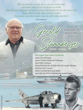 Traueranzeige von Gerold Stammberger von Südthüringer Presse