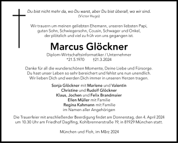 Traueranzeige von Marcus Glöckner von Südthüringer Presse