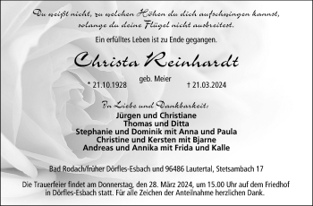 Traueranzeige von Christa Reinhardt von Neue Presse Coburg