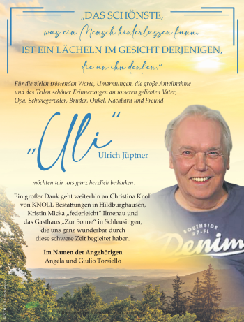 Traueranzeige von Ulrich Jüptner von Südthüringer Presse