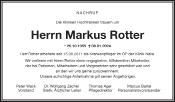 Traueranzeige von Markus Rotter von Frankenpost