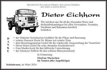 Traueranzeige von Dieter Eichhorn von Südthüringer Presse
