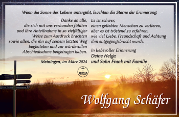 Traueranzeige von Wolfgang Schäfer von Südthüringer Presse