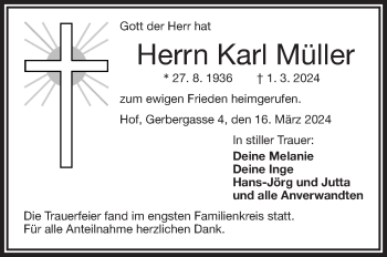 Traueranzeige von Karl Müller von Frankenpost