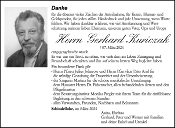 Traueranzeige von Gerhard Kuriczak von Frankenpost