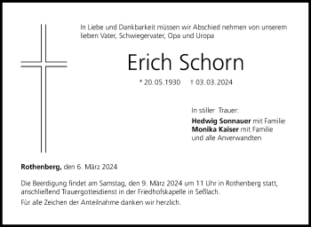 Traueranzeige von Erich Schorn von Neue Presse Coburg