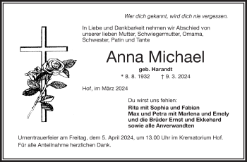 Traueranzeige von Anna Michael von Frankenpost