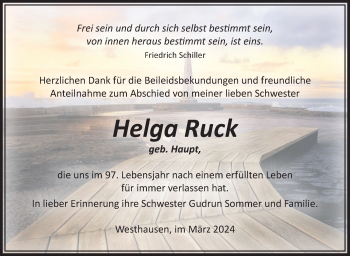 Traueranzeige von Helga Ruck von Südthüringer Presse