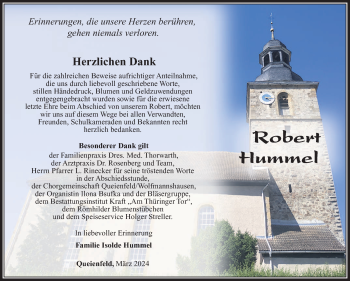 Traueranzeige von Robert Hummel von Südthüringer Presse