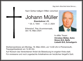 Traueranzeige von Johann Müller von Frankenpost