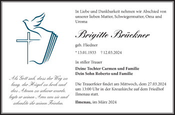 Traueranzeige von Brigitte Brückner von Südthüringer Presse