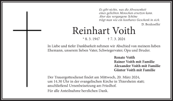 Traueranzeige von Reinhart Voith von Frankenpost
