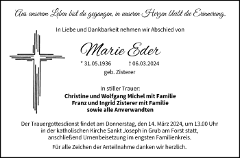 Traueranzeige von Marie Eder von Neue Presse Coburg