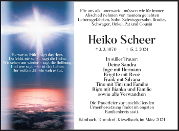 Traueranzeige von Heiko Scheer von Südthüringer Presse