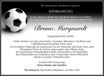 Traueranzeige von Bruno Marquardt von Südthüringer Presse